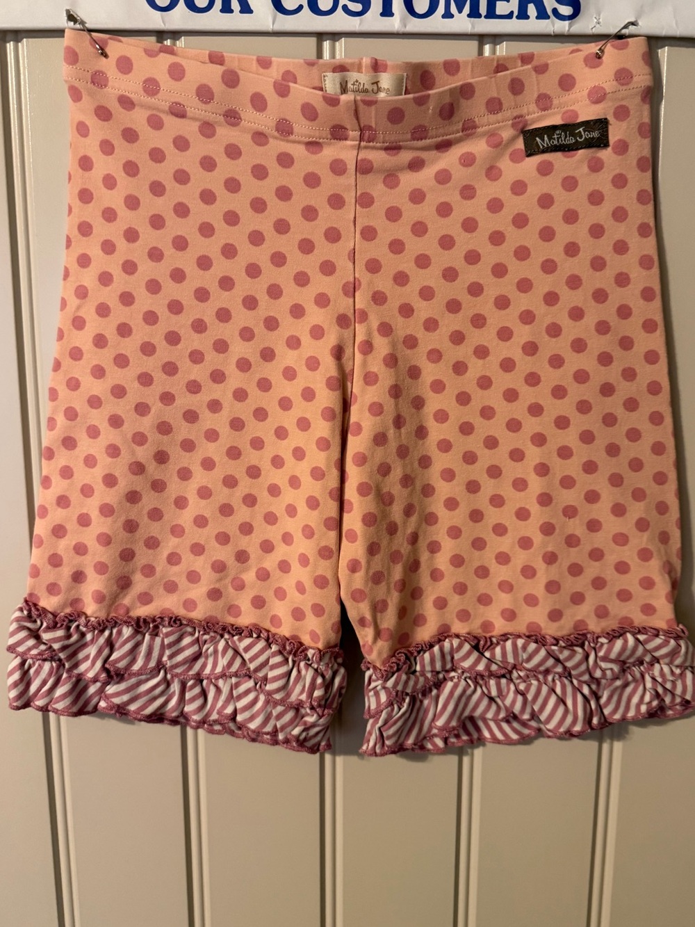 EUC Matilda Jane Girls Size 14 Pink Polkadot Shorties
